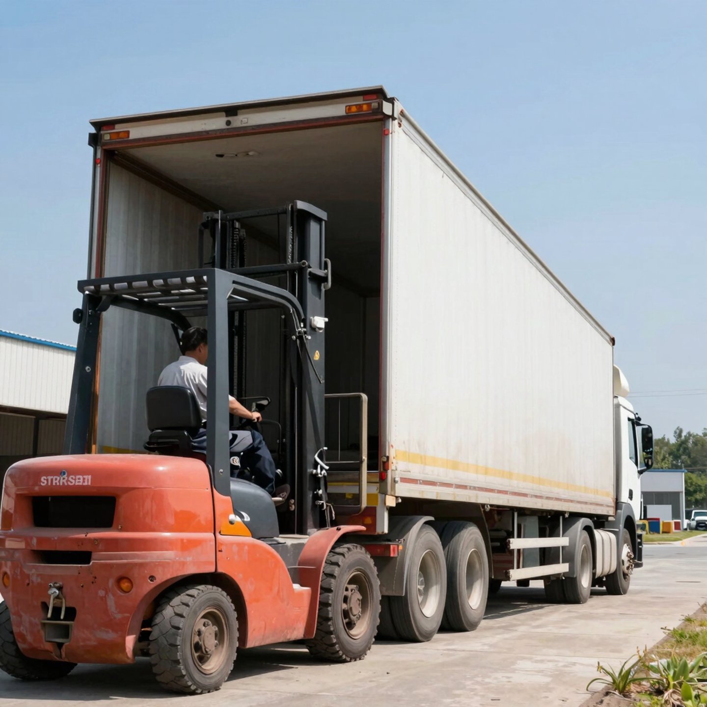 Forklift loading pallets into a 53-foot trailer (representative photo)